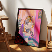 tiger in a bathroom canvas print, view 3 - MRSLM