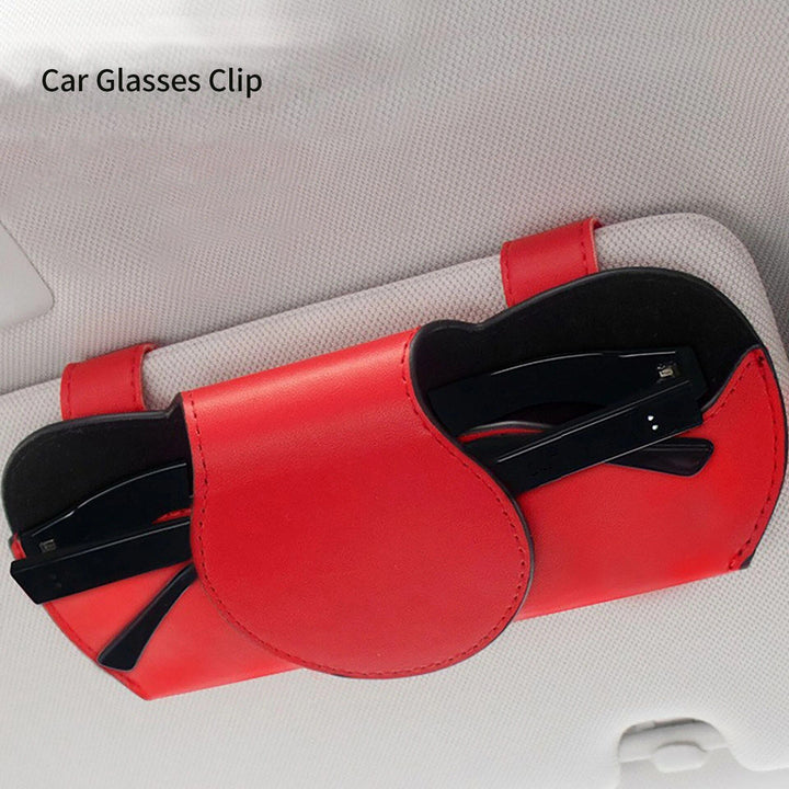 Luxe PU Leather Car Visor Sunglasses Case & Organizer