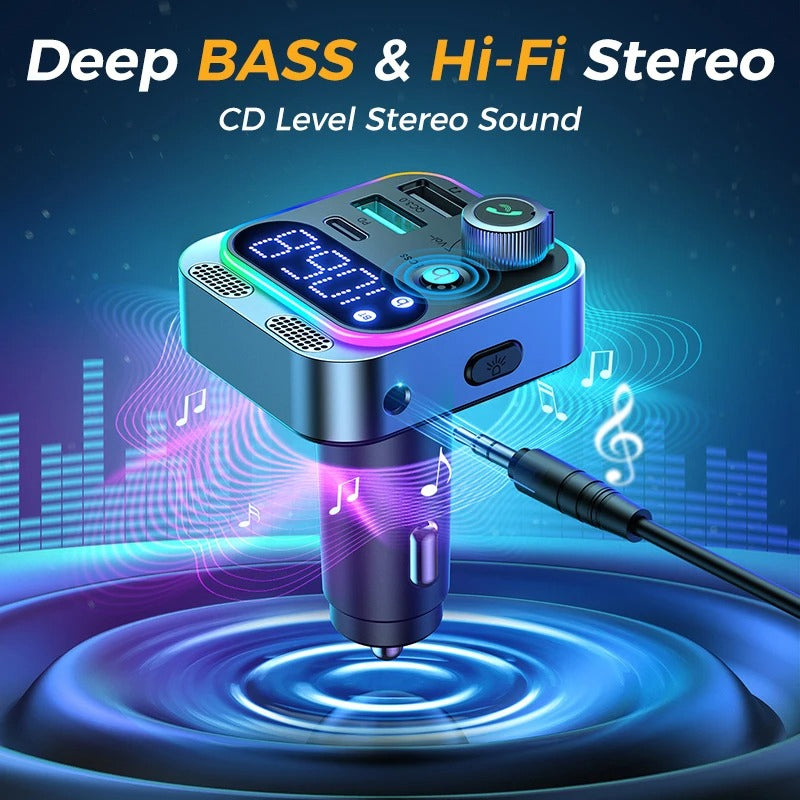 bluetooth 5.3 FM transmitter with dual mics, view 4 - MRSLM
