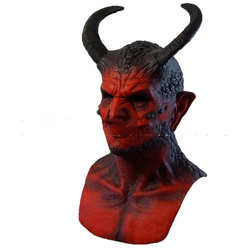 Full head red devil latex mask, view 4 - MRSLM