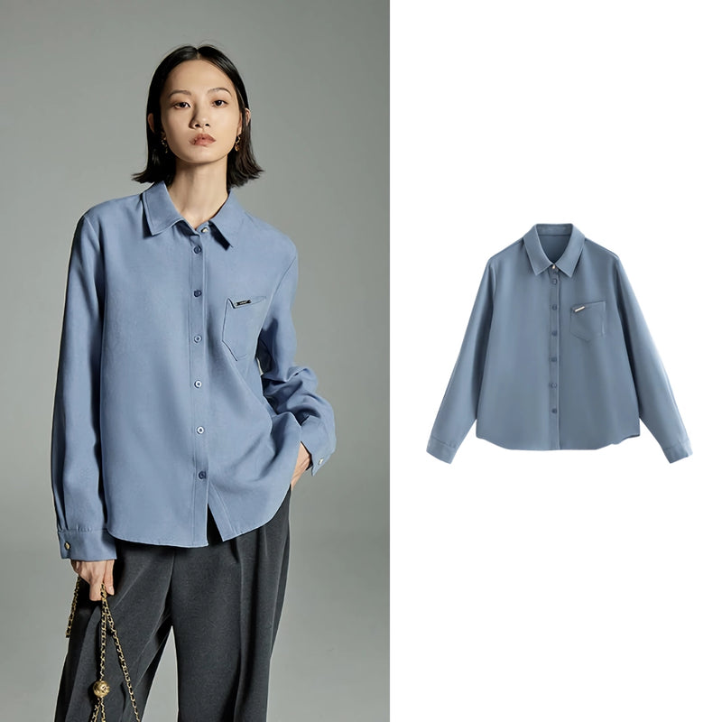 long sleeve polo neck blouse, view 2 - MRSLM