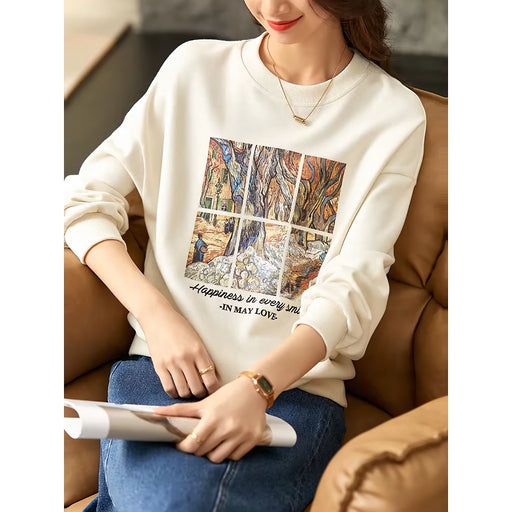 graphic print long sleeve pullover, view 2 - MRSLM
