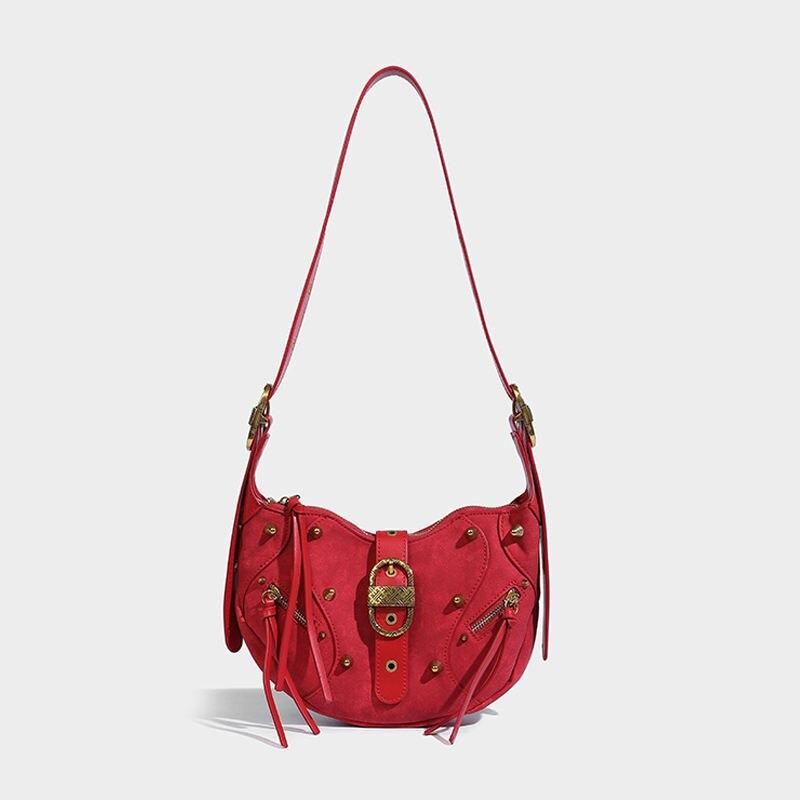 Mochila transversal de couro de luxo rosa punk