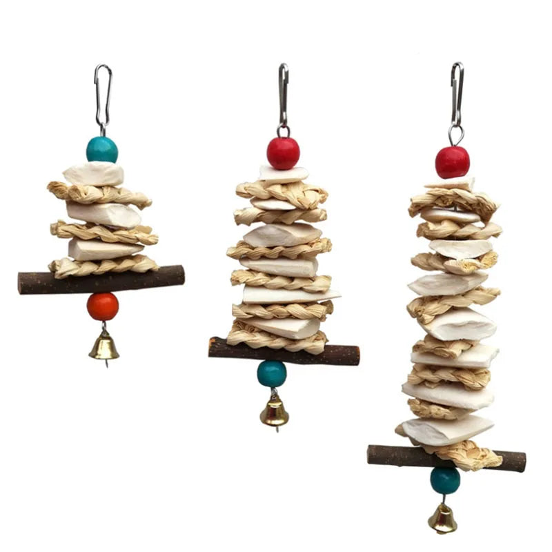 squid bone bird swing toy with bell - MRSLM