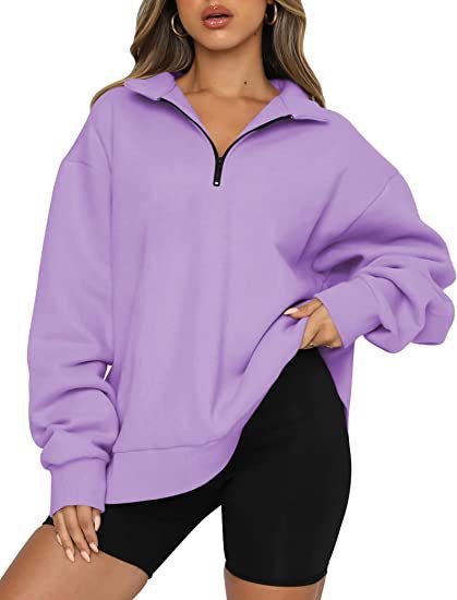 women's half-zip turndown collar sweatshirt, view 9 - MRSLM