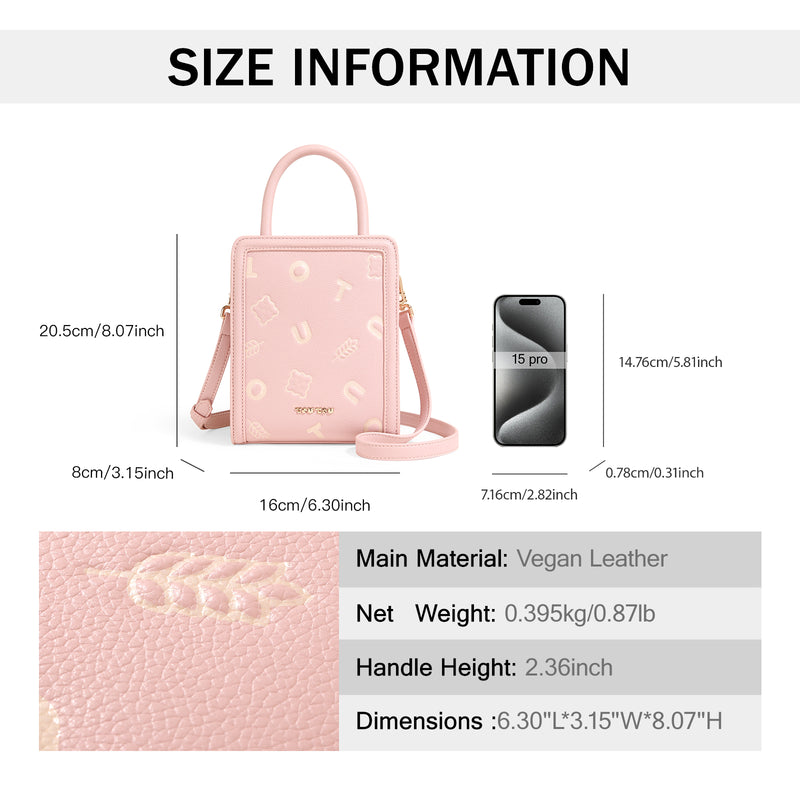 pink PU leather bucket handbag, view 6 - MRSLM