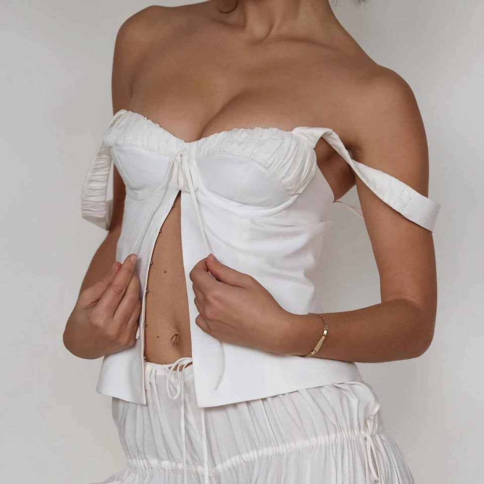 Y2K Spaghetti Strap Tie-Up Backless Crop Top