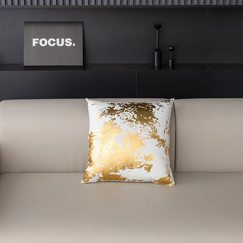 Nordic geometric gold plush pillowcases, view 2 - MRSLM