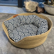 Handwoven cat nest bed with cushion, view 7 - MRSLM