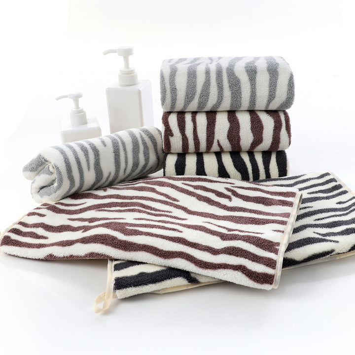 Quick-Dry Zebra Stripe Microfiber Bath and Face Towel