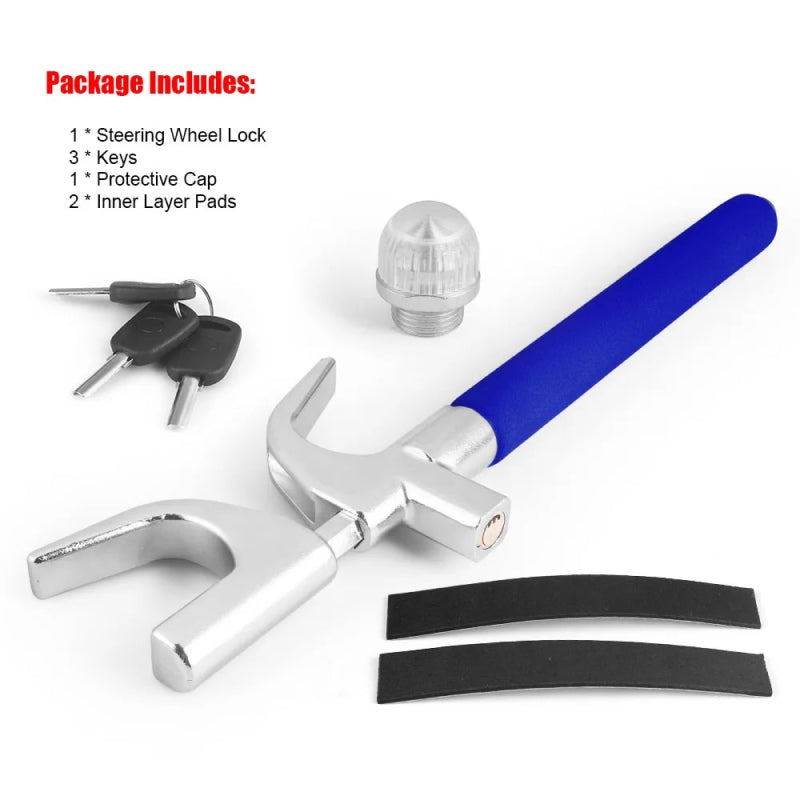 adjustable steering wheel lock with emergency hammer, view 3 - MRSLM
