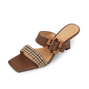 Square toe high heel leather slippers, view 2 - MRSLM