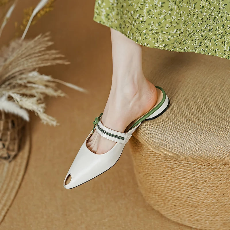 women's leather heel mules, view 7 - MRSLM