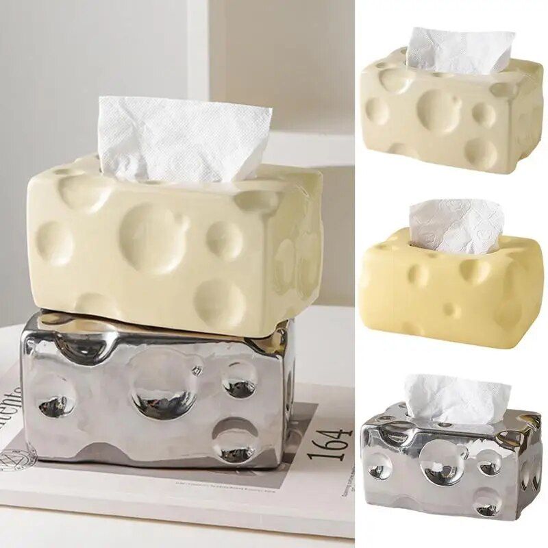 Cheese-Themed Ceramic Tissue Box - Cute and Practical Home Accessory