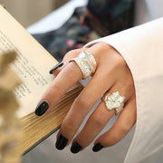 s925 silver concave texture open ring - MRSLM