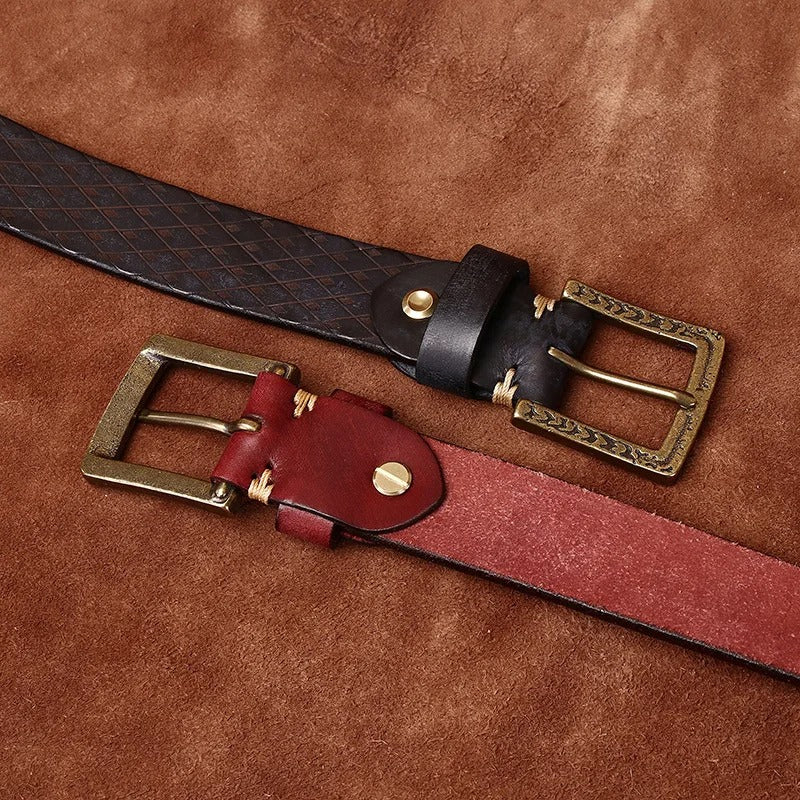 Thick cowhide leather belt, view 11 - MRSLM