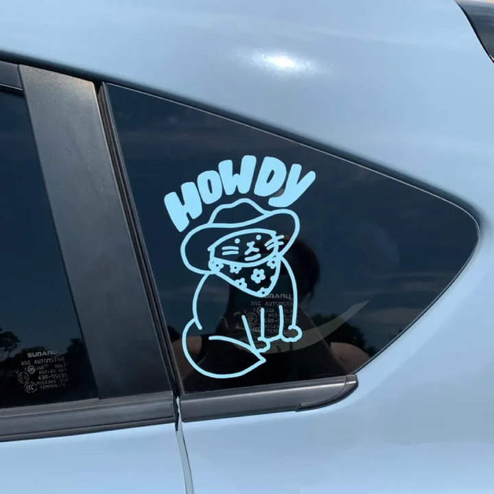 Howdy Cat Cartoon Vinyl Decal