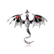 vintage enamel flying dragon brooch, view 5 - MRSLM