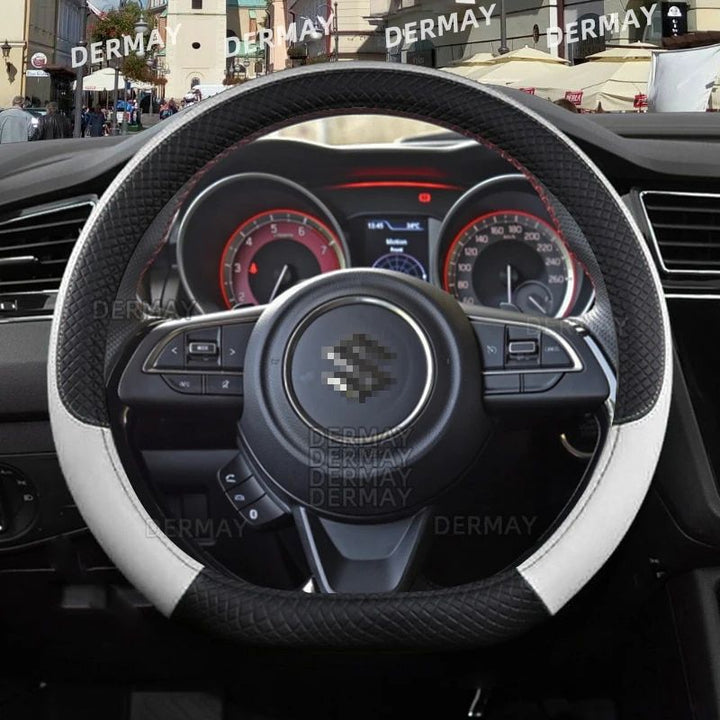 Microfiber Leather & Carbon Fiber Steering Wheel Cover for Suzuki Swift 2017-2021