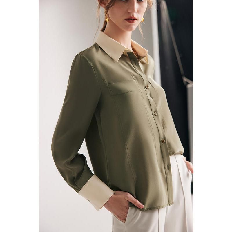 Chic Silk Crepe De Chine Dress Shirt for Women