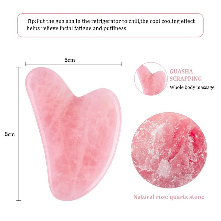 Rose Jade Gua Sha Facial & Body Massager for Skin Rejuvenation and Anti-Aging