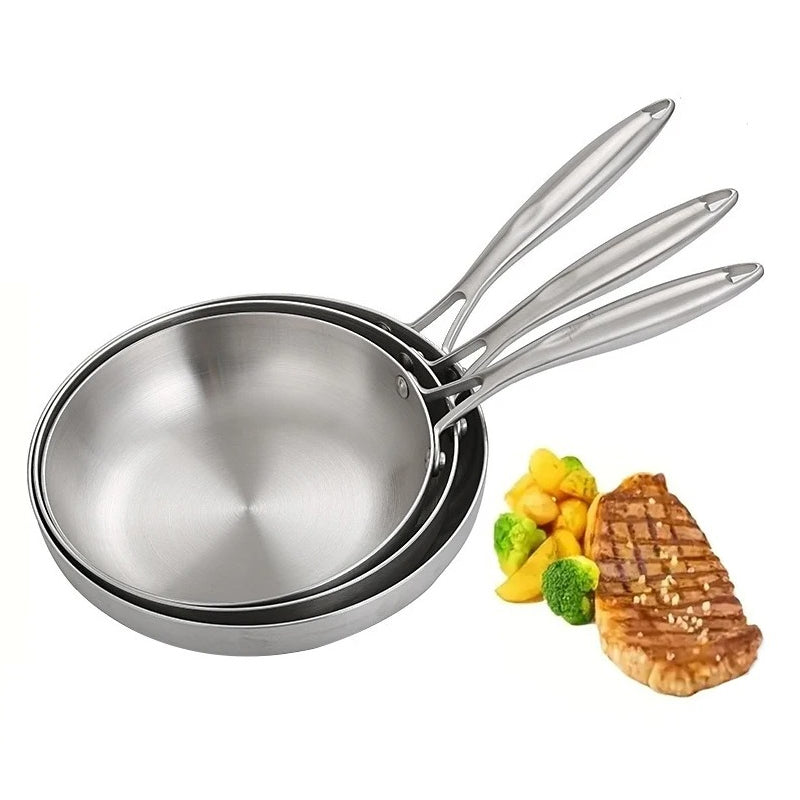 Conjunto de 3 frigideiras de aço inoxidável