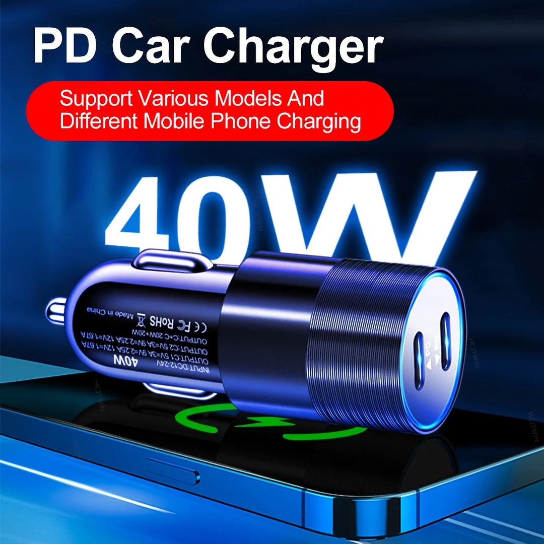 68W Dual USB Type C Car Charger