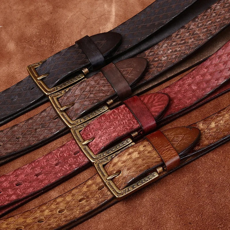 Thick cowhide leather belt, view 6 - MRSLM