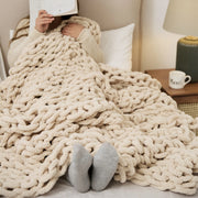 chenille chunky knit blanket throw, view 5 - MRSLM