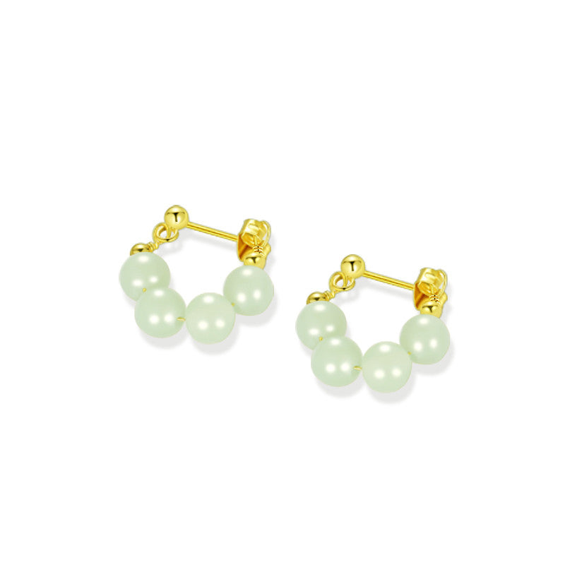 Women's Senior Sterling Silver Hetian Jade Earrings