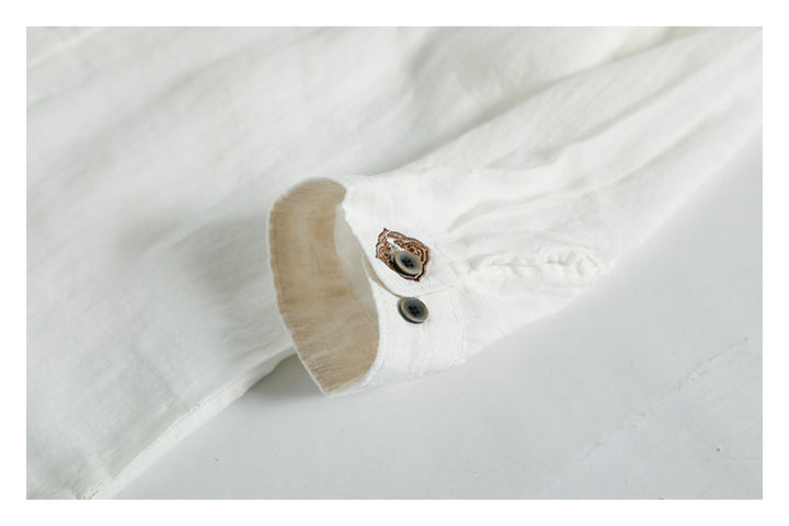 Vintage Embroidered Stand Collar Shirt For Men