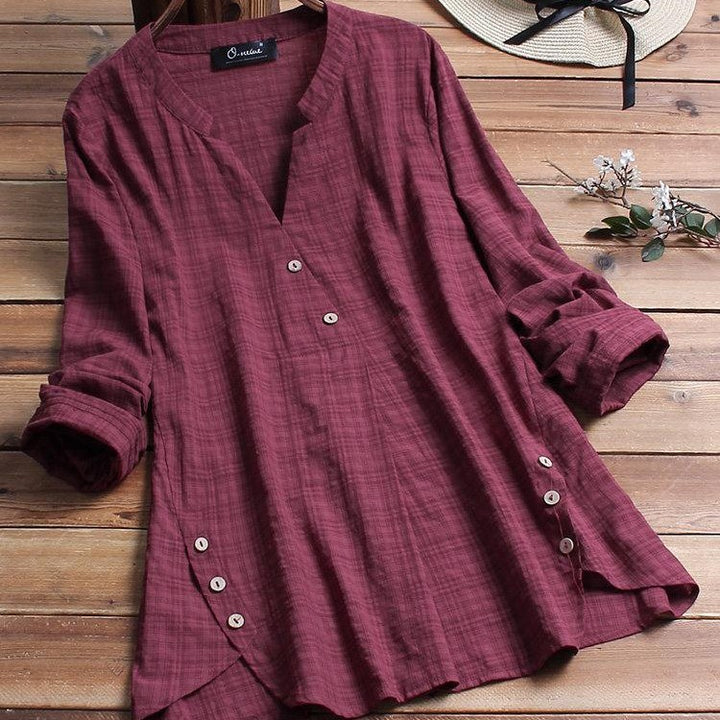 Irregular Hem Button Decoration Top For Women