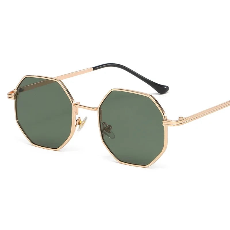 Women Retro Polygonal Metal Sunglasses