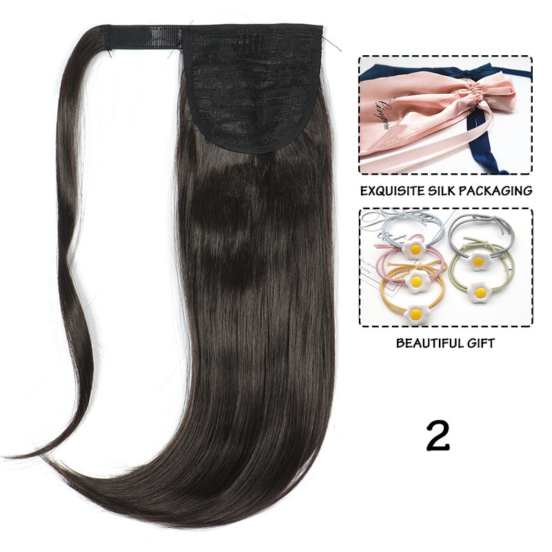 synthetic straight wraparound ponytail, view 21 - MRSLM