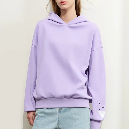 hooded cotton hoodie with geometric embroidery, view 2 - MRSLM