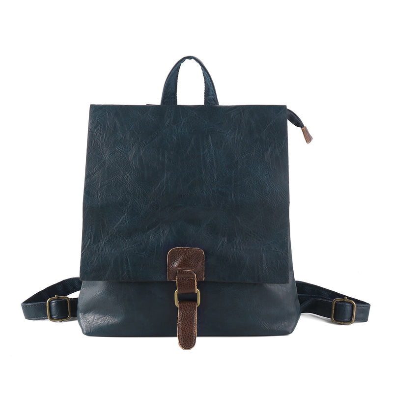 Mochila retrô multifuncional de couro com grande capacidade