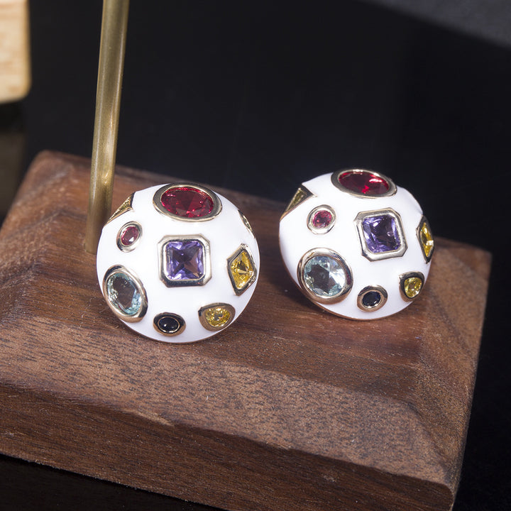 Geometric Color Zirconium Ball Shaped Earrings