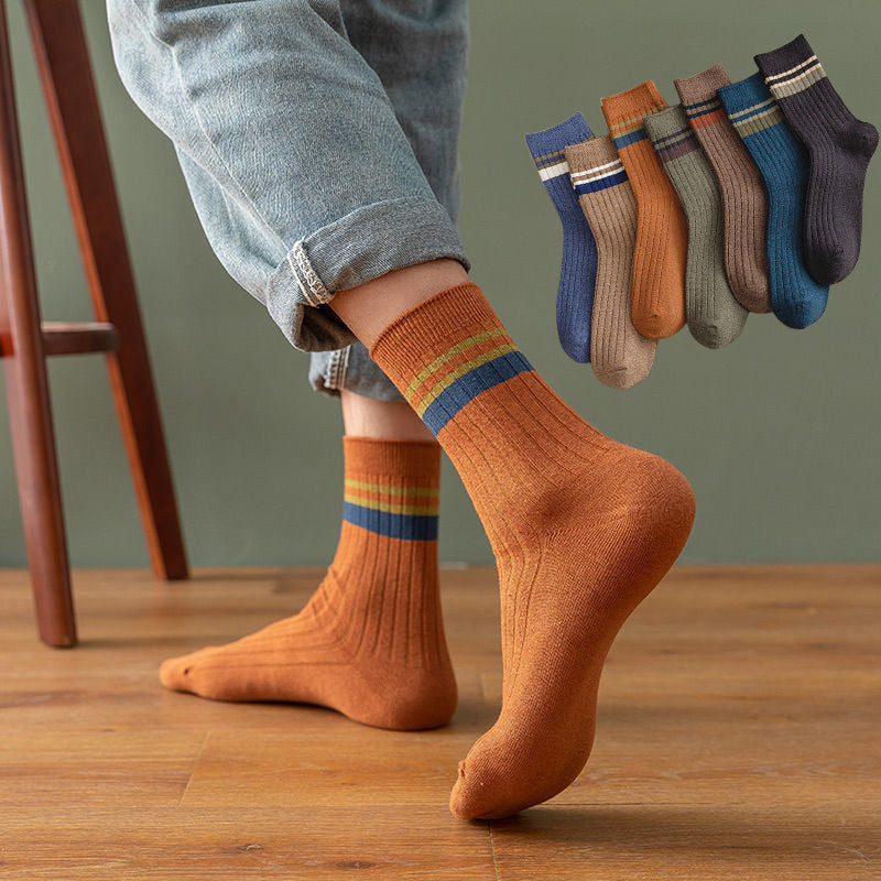 10 pares de meias listradas de algodão para homem