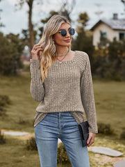 women's square collar brushed stripe top, view 6 - MRSLM