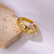 Gold cubic zirconia heart wedding band, view 5 - MRSLM