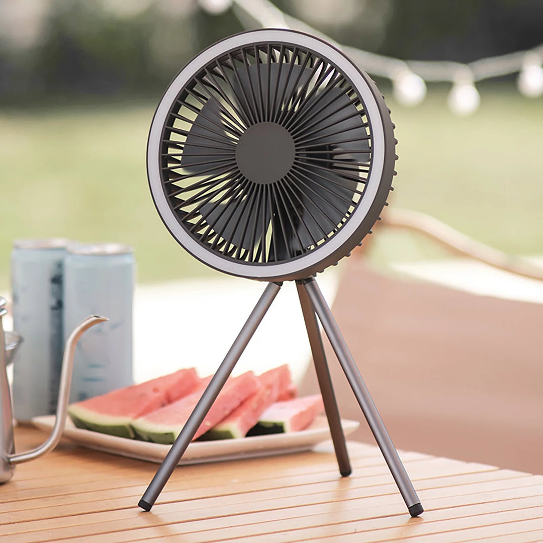 Rechargeable 10,000mAh Camping Fan with LED Lighting and Power Bank