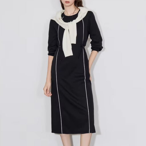 sports contrasting color pullover dress - MRSLM