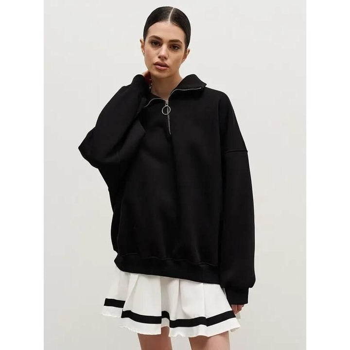 Women's Oversized Fleece-Lined Turtleneck Hoodie