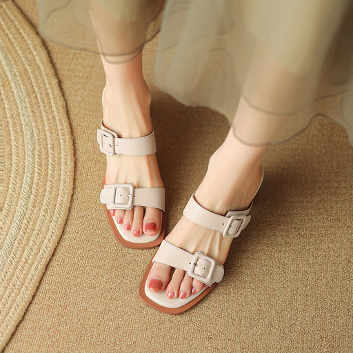 women's leather heel sandals - MRSLM