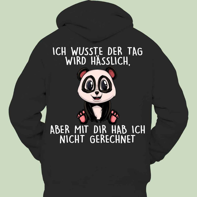 unisex panda back print black hoodie - MRSLM