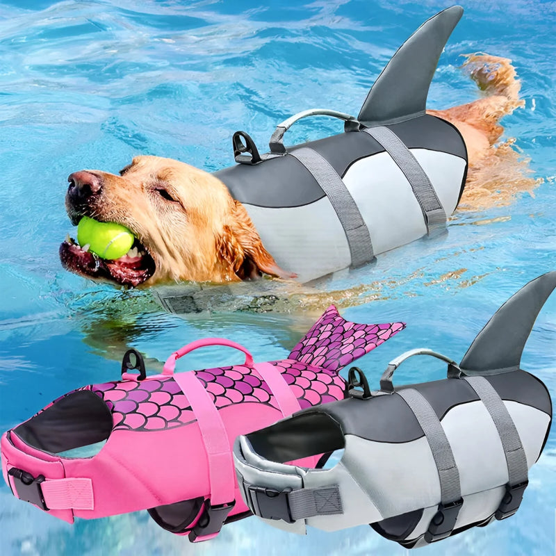 shark design dog life jacket, view 4 - MRSLM