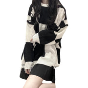 ripped plaid knit sweater, view 2 - MRSLM