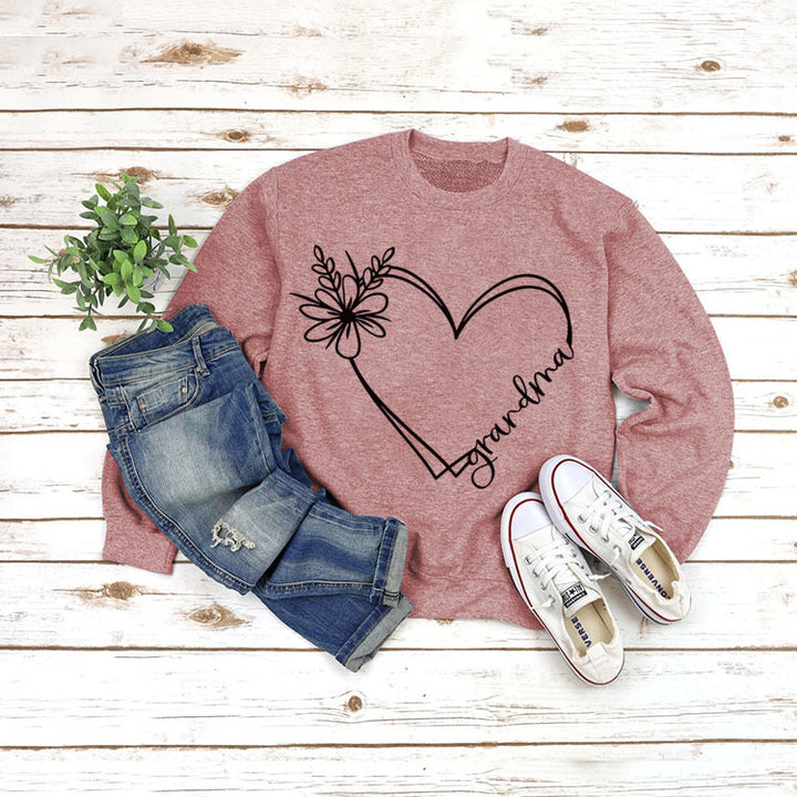 Long Sleeve Grandma Printed Loose Sweater