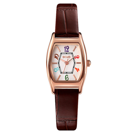 ladies elegant leather strap quartz watch, view 5 - MRSLM