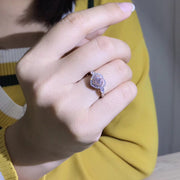 women's heart-shaped pink stone silver ring, view 2 - MRSLM